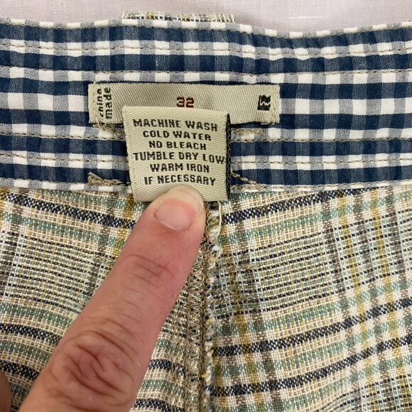 Brown Sound Plaid Linen Shorts Men's Size 32 Zip Pockets Summer - Picture 8 of 13